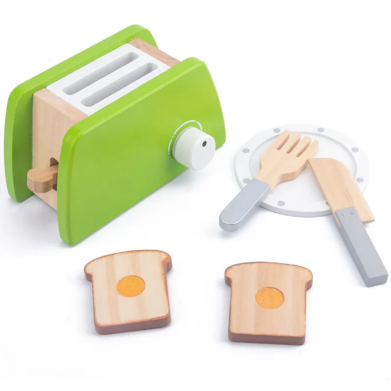 Holzküche vorgeben Haus Backen Spielzeug Simulation Holz Kaffeemaschine Toaster Mixer Baby frühe Bildung pädagogisches Spielzeug LJ201009
