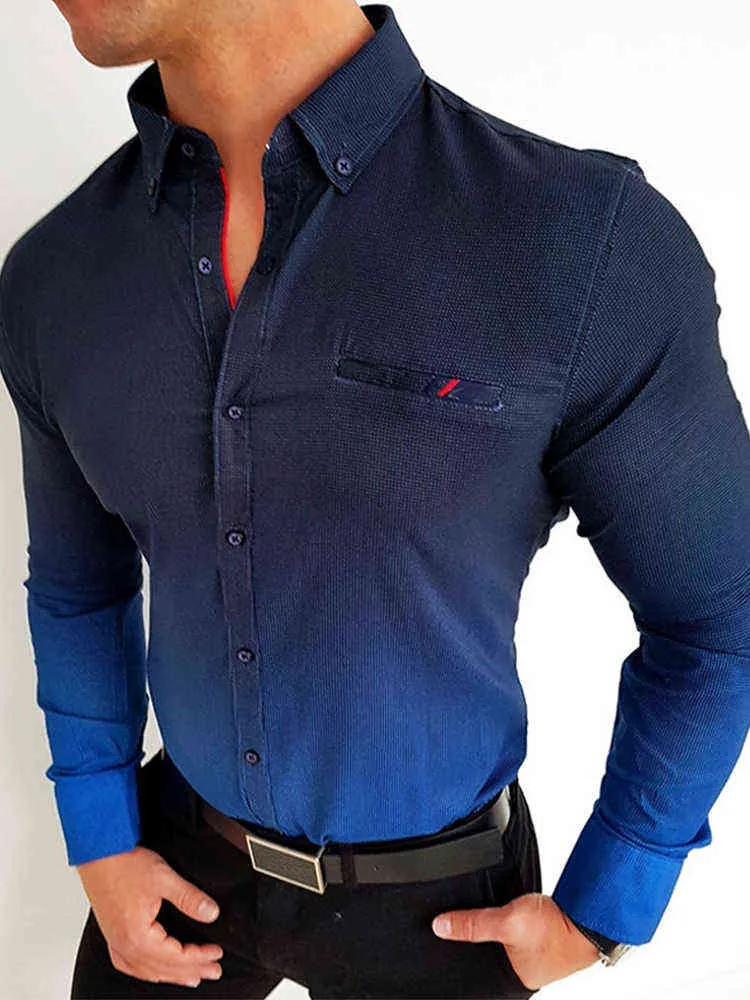 Casual Printemps Vintage Numérique Imprimé Boutonné Tops Hommes Blouses Mode Hommes Vêtements Automne Manches Longues Col Rabattu Chemises G0105