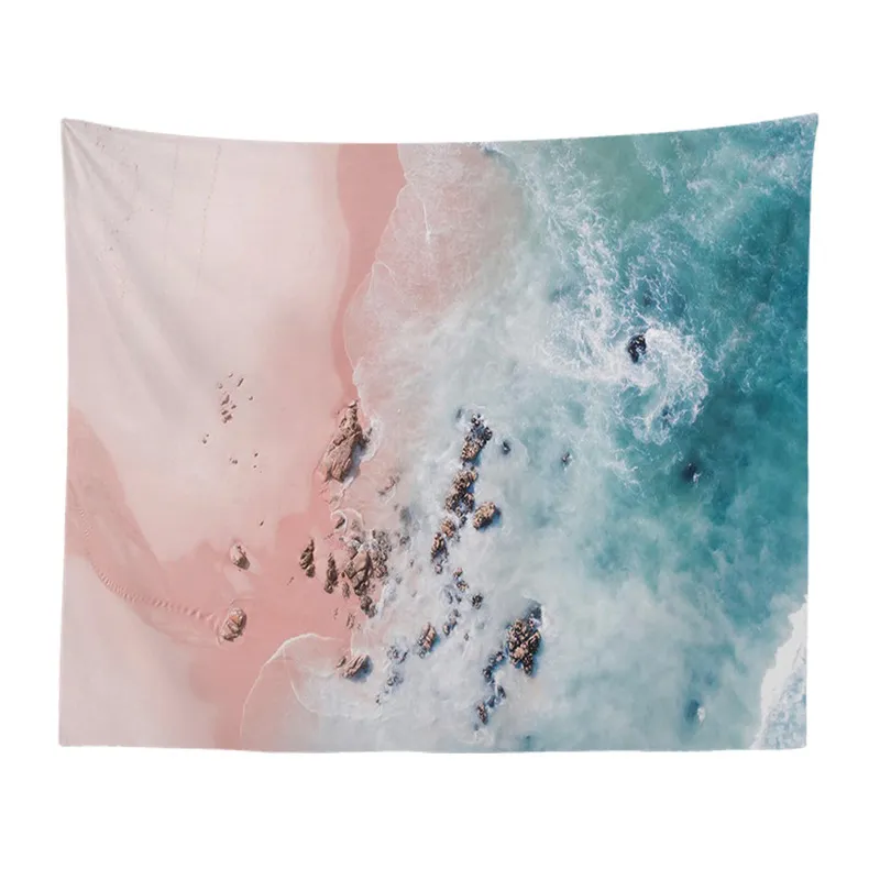 Bakgrund Fabric Valance Tapestry Wall Hanging Beautiful Surf Beach Bedroom Living Room Filt Yoga Beach Handduk Tablduk T200601