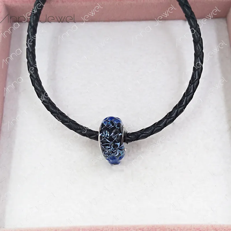 Bracelets à breloques bricolage ﾠ bijoux pandora murano entretoise pour bracelet faisant des perles de verre bleu foncé ondulées pour femmes hommes cadeaux d'anniversaire fête de mariage 798938C00