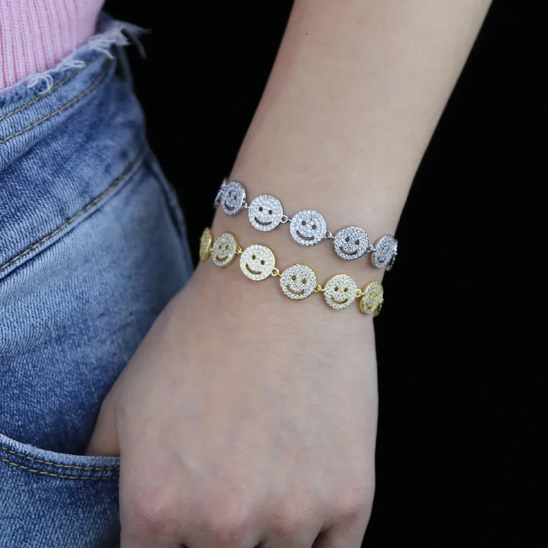 Złotna dziewczyna dziewczyna mikro preporna cyrkonia sześcienne powodzenia Happy Face Tarc Charm Bracelets Prezenty urodzinowe biżuteria 220215217I8320028