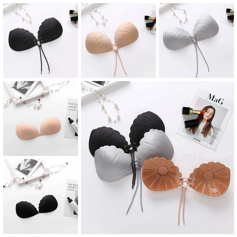 Siliconen Onzichtbare BH Shell Shell Shaped Self-Adhesive Push Up Strapless BRAS Formele jurk Bruiloft Avond Silicone Bra Pasta Pad