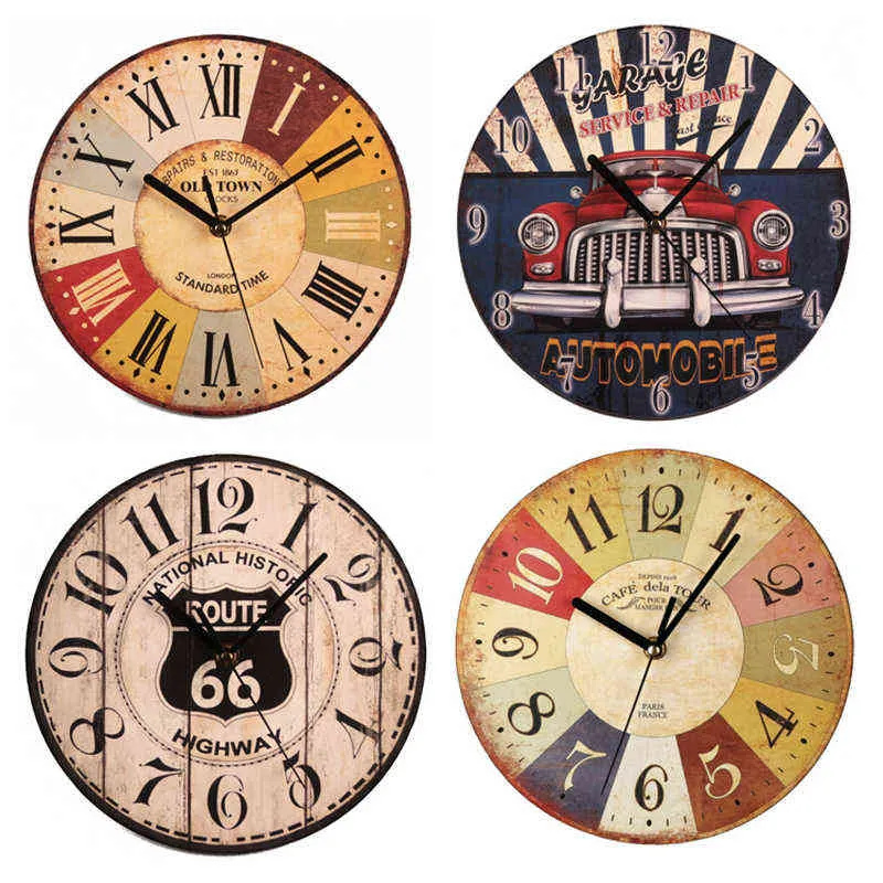 Horloges murales en bois, Design bref, décoration silencieuse pour la maison, le café, le bureau, la cuisine, Art, grand 23cm, H1230