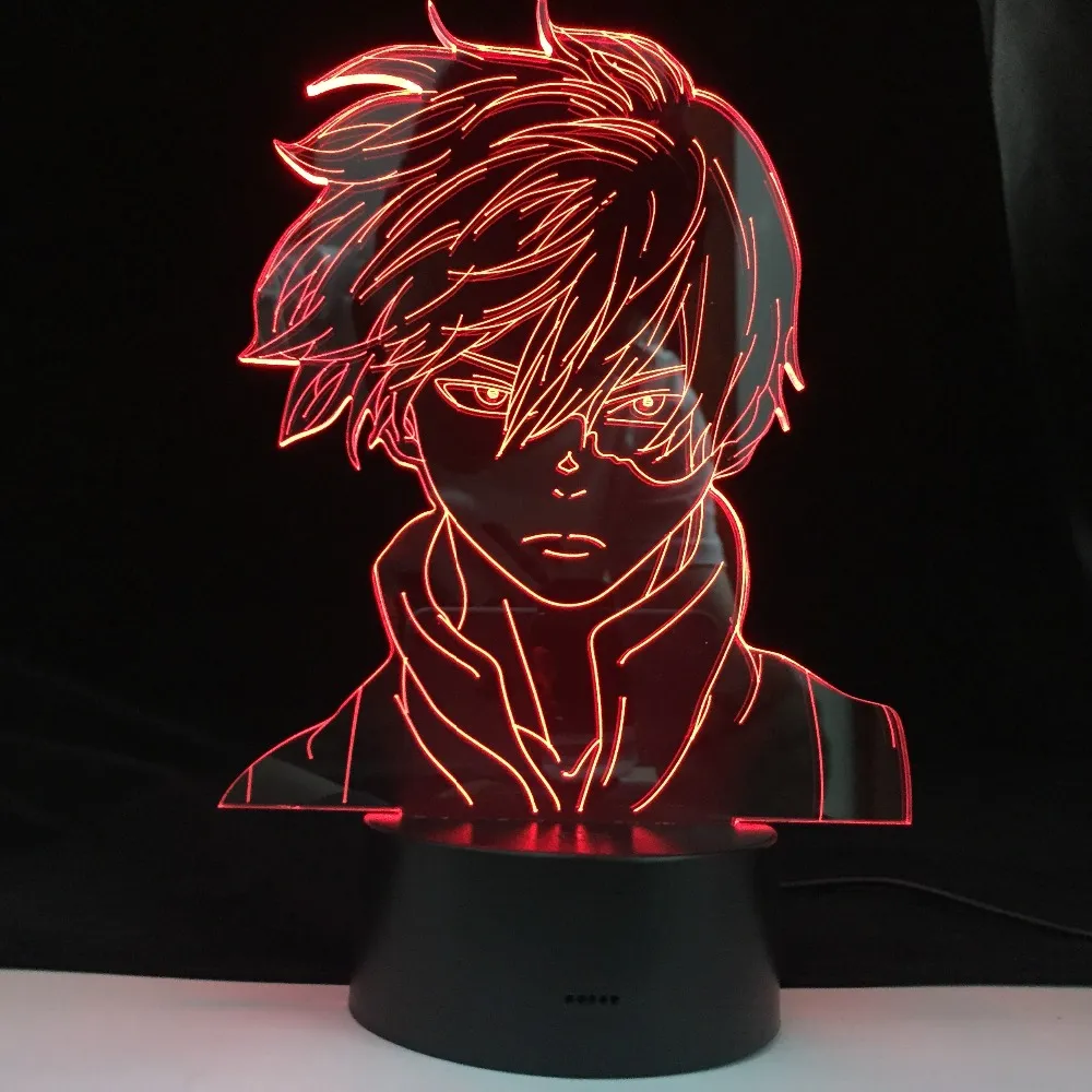 Also Todoroki Face Anime My Hero Academia Design LED Night Light Lampe für Kinder Kinder Jungen Schlafzimmer Dekor Acryltisch Lampe Geschenk296l