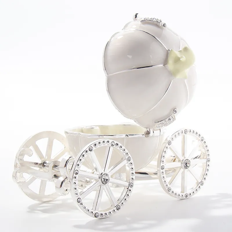Kristal Saklama Kutusu Cinderella Pumpkin Taşıyıcı Menteşeli Hazine Göğüs Organizatörü ile Halkak Kutusu Y1116181T için