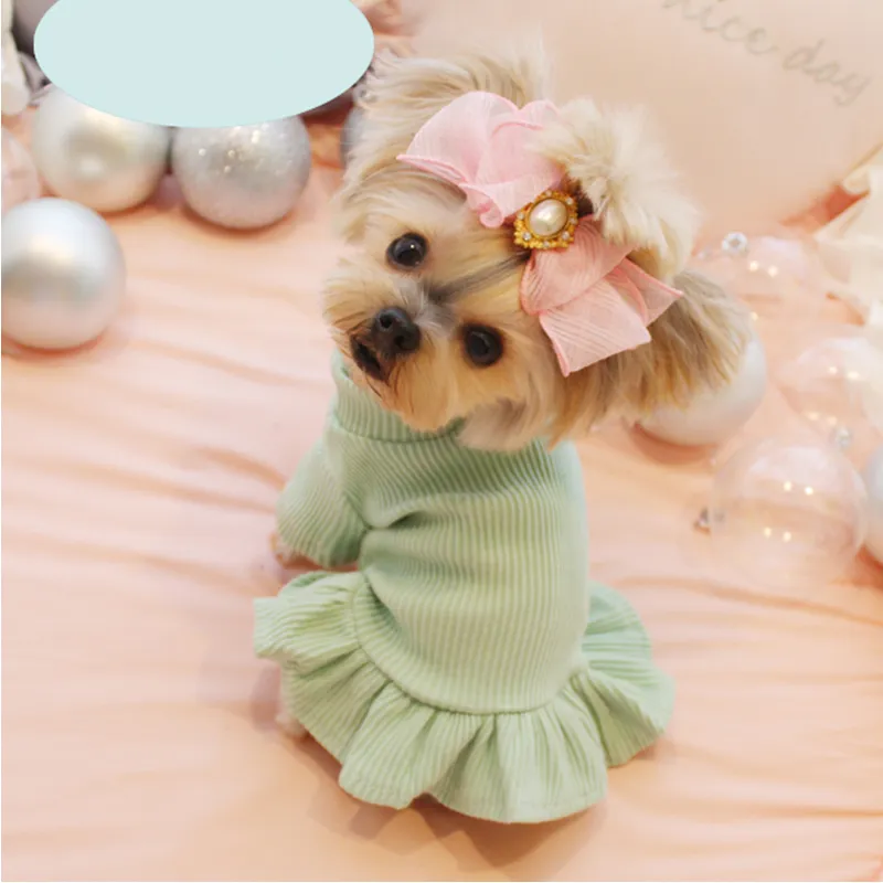 Вечерние свадебное платье с милой собакой, юбка для домашних животных, платье-свитер для маленьких собак, летняя хлопковая рубашка для девочек, костюм LJ201130207q