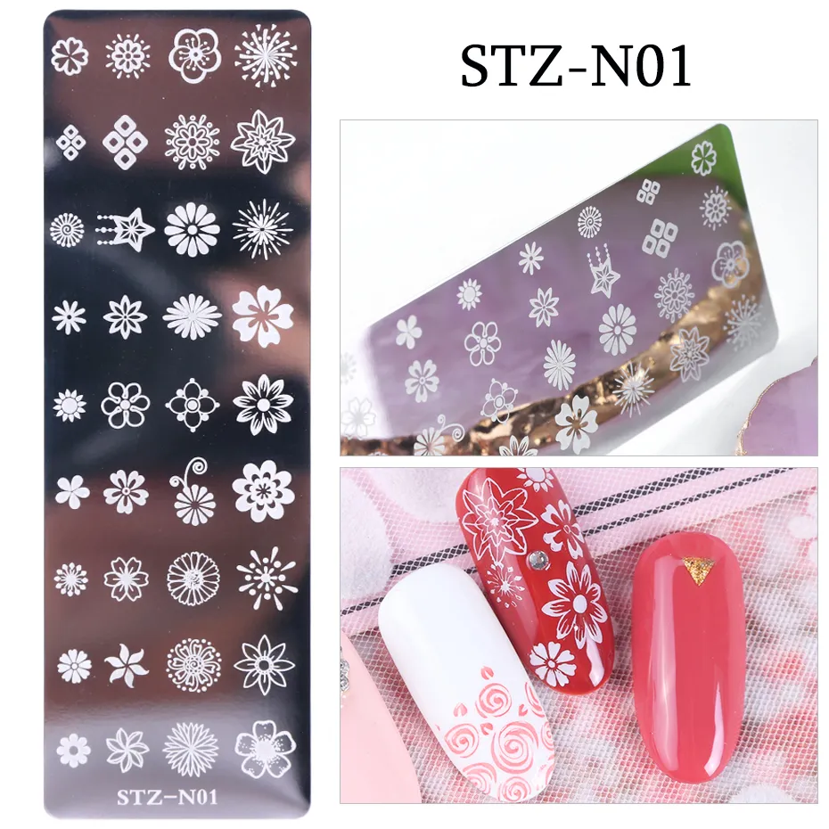 1 stücke Nagel Stempelplatten Blume Blatt Geometrie Tiere Bild Stempel Vorlagen Dreamcatch Maniküre Druck Schablone Werkzeuge LYSTZN01-12