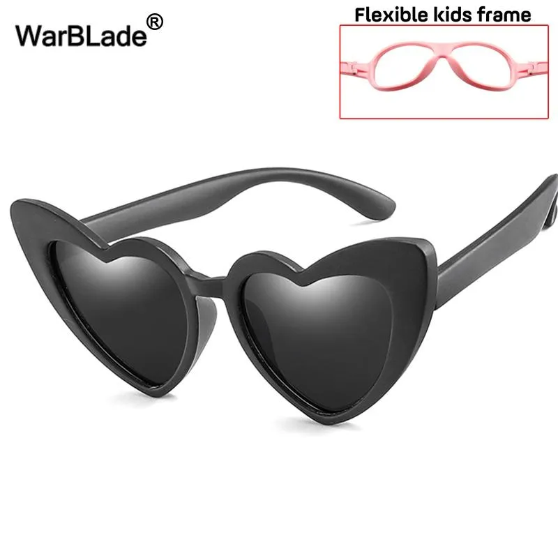 Warblade crianças óculos de sol polarizados moda em forma de coração meninos meninas óculos de sol uv400 bebê quadro de segurança flexível eyewear264f