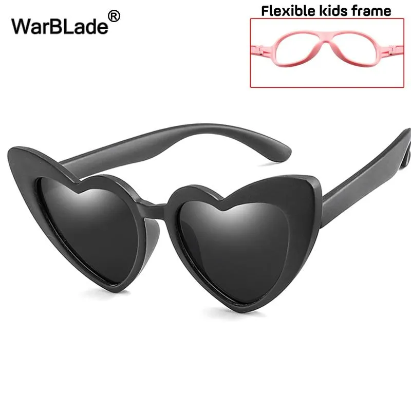 Warblade Kids الأطفال مستقطب النظارات الشمسية الموضة على شكل قلب الأولاد Girls Sun Glases UV400 Baby مرنة إطار السلامة النظارات 1717