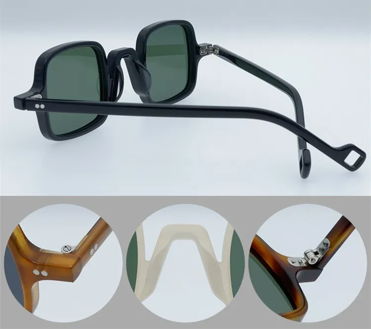 Lunettes de soleil hommes femmes vintage cadre carré lunettes de soleil gris vert foncé lentille lunettes coréenne rétro lunettes de mode nuances avec boîte2921