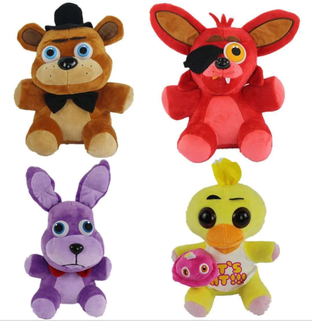 SET 25 см FNAF пять ночей на Dy Plush Toy Bear Foxy Bonnie Chica Plush Puck Toy Toy Fnaf Toys Childrens Christmas8629186