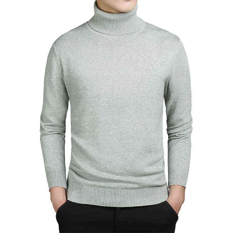 Maglioni da uomo in cotone maglione caldo invernale da uomo pullover a collo alto nero pullover slim fit maglione lavorato a maglia abbigliamento uomo casual XR204 211221