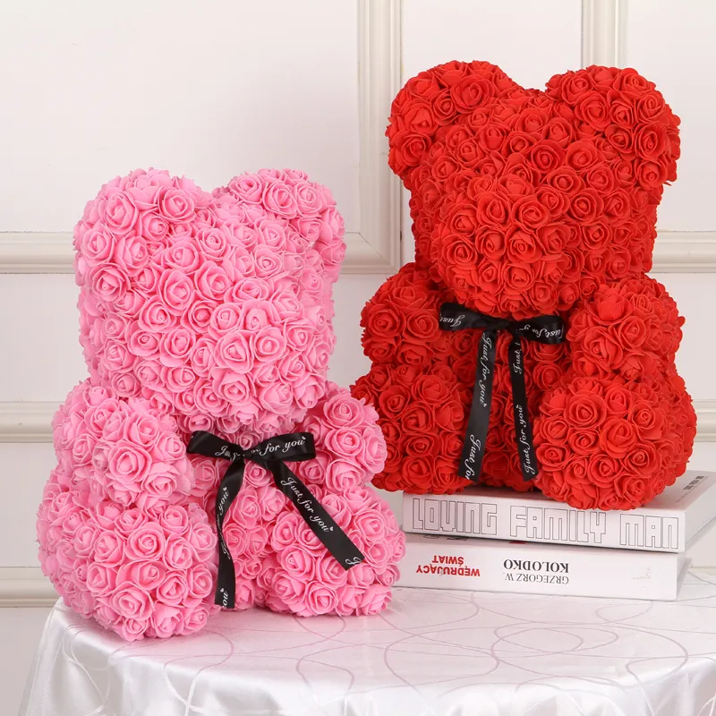 40 cm pas cher fleurs artificielles Rose ours en plastique mousse Rose ours en peluche petite amie Saint Valentin cadeau fête d'anniversaire décoration T2001203544