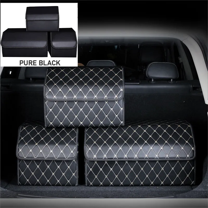 Car Trunk Organizer Storage Box PU Leather Auto Organizers Bag Folding Trunk Storage Pockets for Vehicle Sedan SUV Accessories LJ2296n