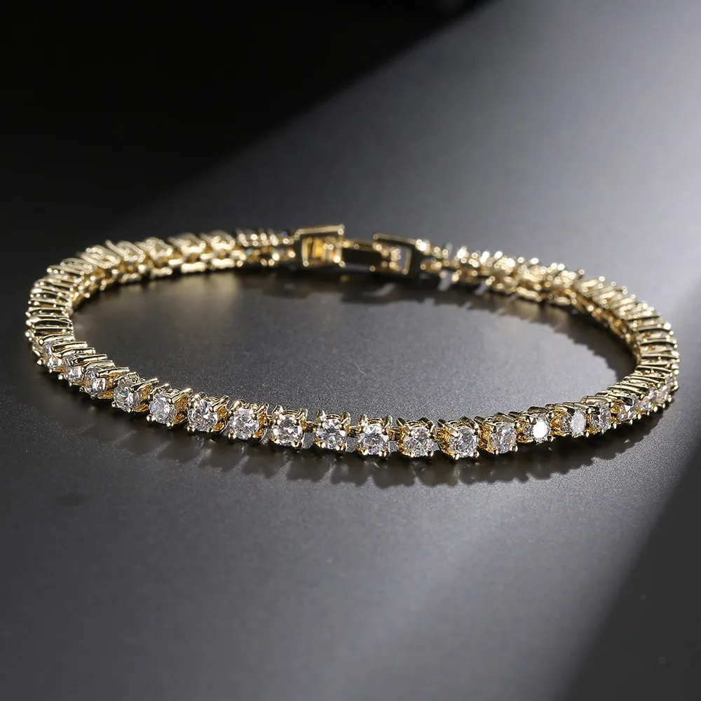Couleur en argent doré 3 mm Cubic Zirconia 18cm Bracelet en bracelet de tennis pour femmes Bijoux de luxe de luxe de luxe S47766391697
