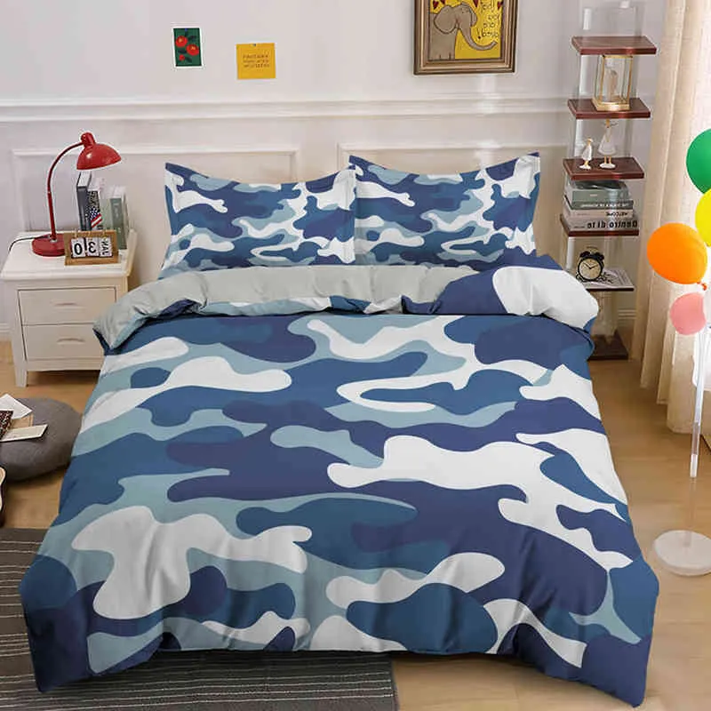 Hemtextil Cool Boy Girl Kid vuxen Duver Cover Set Camouflage Bedding sets King Queen Twin Comporter Covers With Pudowcase 2201307B