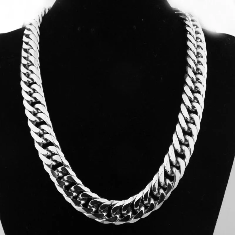 Кубинские цепочки Майами для мужчин, ювелирные изделия в стиле хип-хоп, цельное серебро, толстое массивное ожерелье из нержавеющей стали, 13 мм, 16 мм, 19 мм, 21 мм285 м