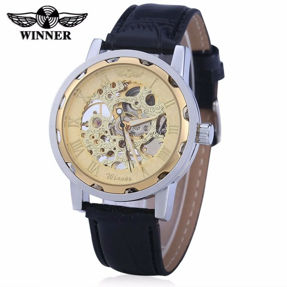 Winner Manual Hollow Mechanical Watch Foreign Trade Cross-Border Mens Watch One Piece Drop Wristwatches272O