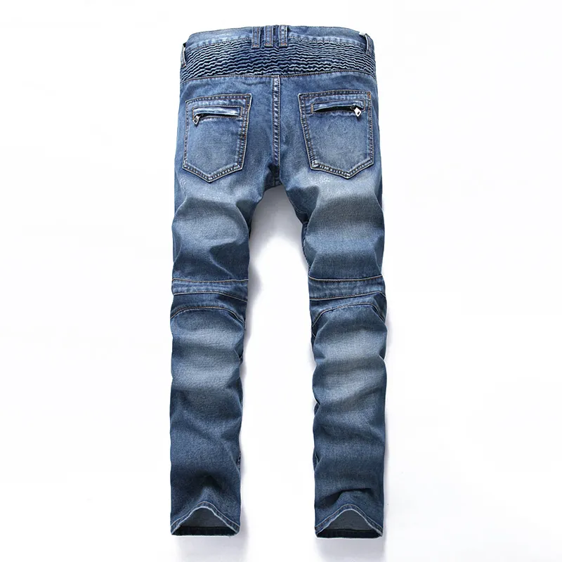 Мужские джинсы мужчины повседневные байкерские брюки джинсовые штаны Сплошные обычные мужские уличные брюки Винтаж молодежи большого размера 220831
