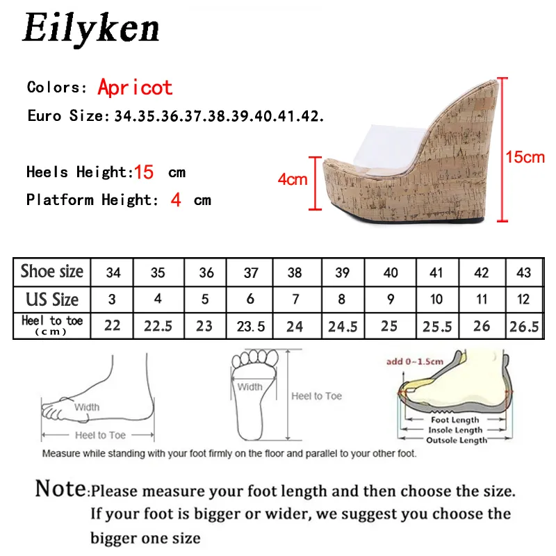 Eiluken Letnie zwięzłe Clear PVC Przezroczyste Peep Toe Platformy Platformy Klinia Sandały Kobiety Moda High Heels Kobiet Buty Y0427