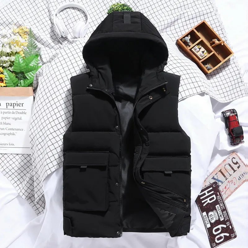 Winter Men Plus Large Size 7xl Vest Hooded Waistcoat Camouflage Sleeveless Jackets Warm Parka Coat for Men Unisex Travel Vest 201127