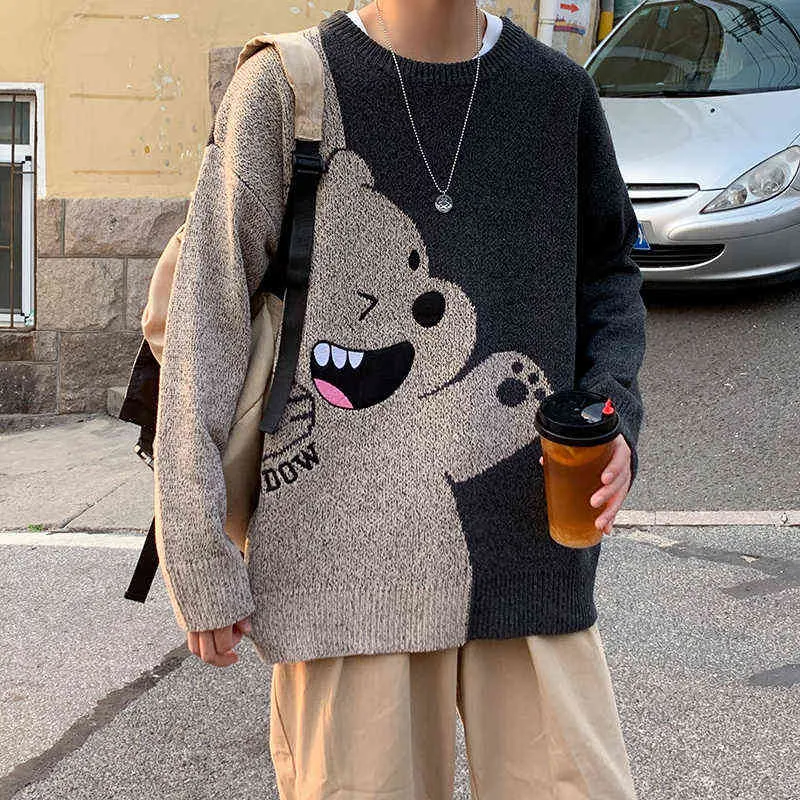 Zazomde Jumper Sweter Mężczyźni zimowi ciepły ścieg pullover harajuku anime topy potu świąteczne estetyczne ubrania gotyckie Hipster 220108