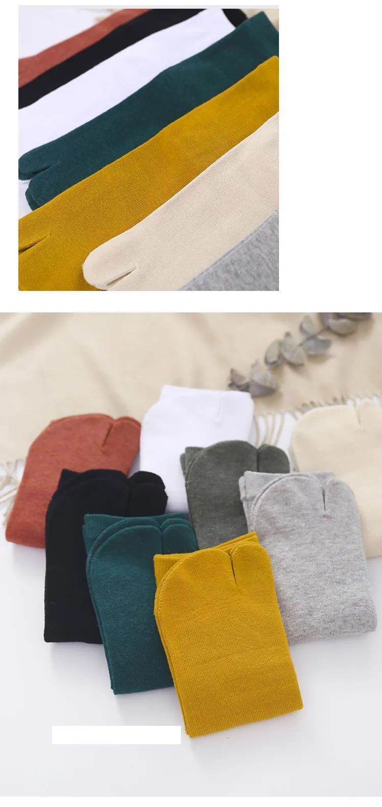 5 Paare zwei Finger Socken japanische Stil Clogs Socken Splitzige Frauen High Rohr Baumwolle zwei Zehen Home Floor Socken 201109