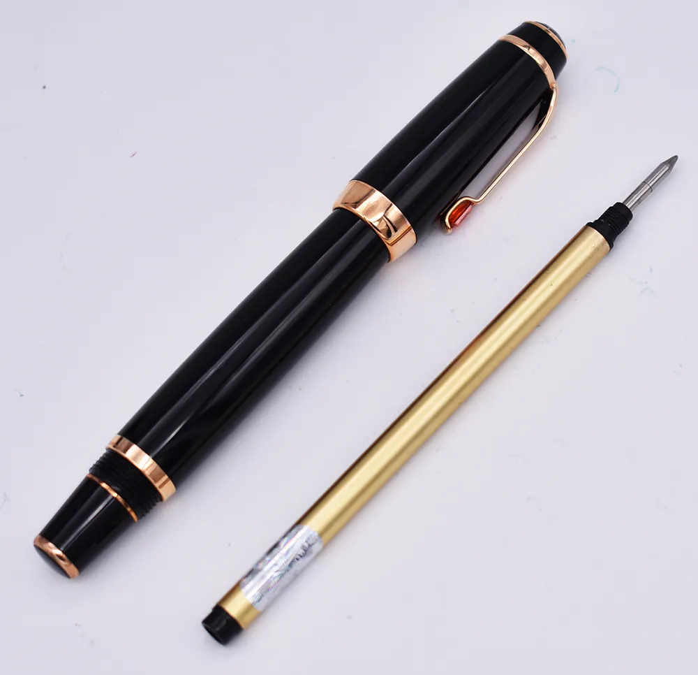 Crocodile Classic Black Rollerball Pen, Noble Ruby bovenop met Gouden Clip Writing Gift Pen Box Optioneel voor Office Business 201202