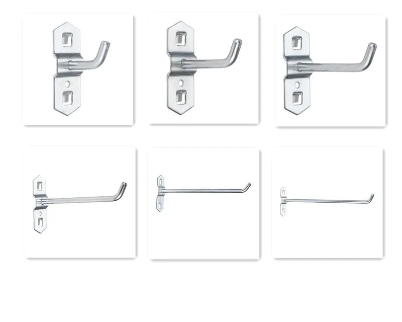 10 Sztuk / partia Hole Board Hook Stalowy Wieszak Narzędzie Sprzętowe Hammer / Szczypce Montaż Ściany 25/50 / 75/100/150 / 200mm Rack Rack Garaż 220311