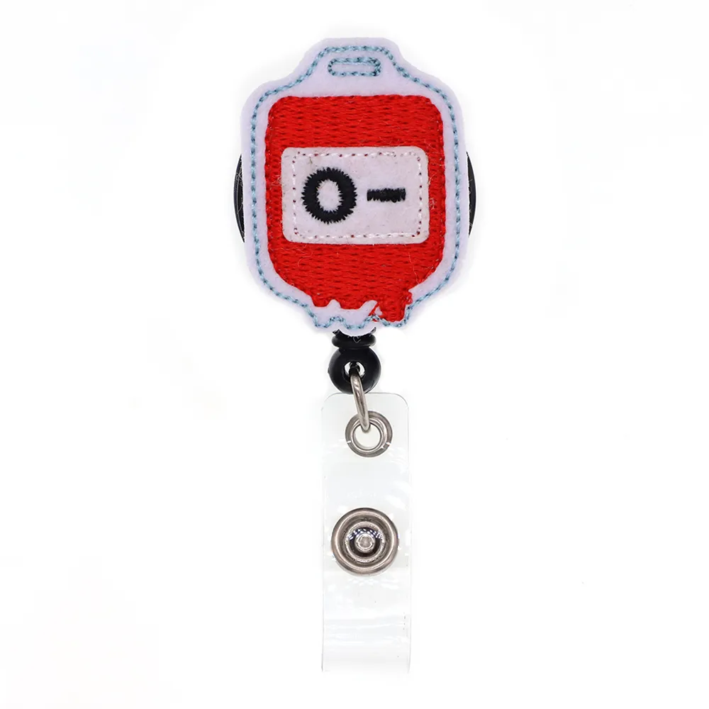 Whole Key Rings Blood Type Medical Nurse Retractable Felt ID Badge Holder Reel With Alligator Clip For Gift295W