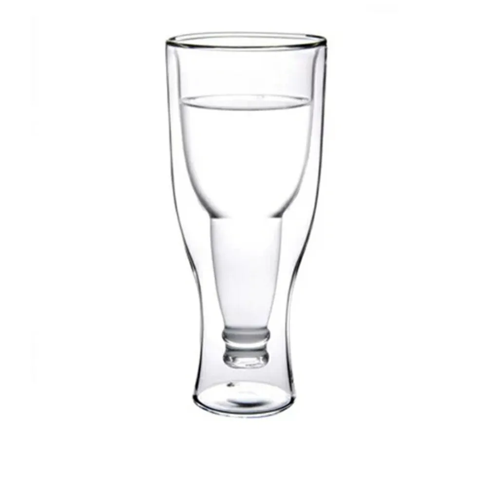 メガネダブルウォールビールグラスグラスホップサイドロングネック逆さまのギフト逆転飲料透明なクリエイティブワイングラスカップLJ200821277K