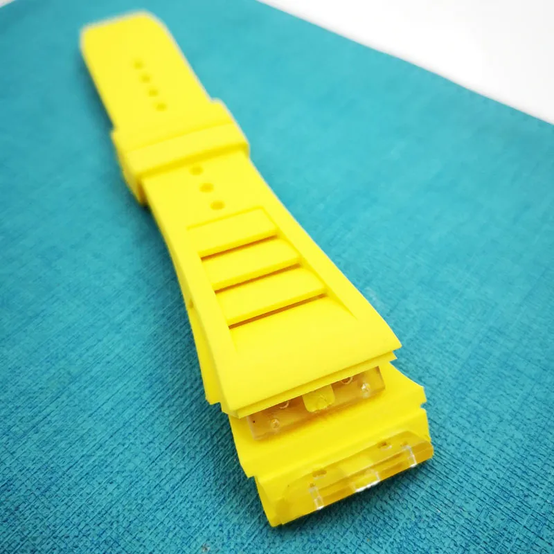 Bracelet de montre jaune 25mm, bracelet en caoutchouc pour RM011 RM 50-03 RM50-01297E
