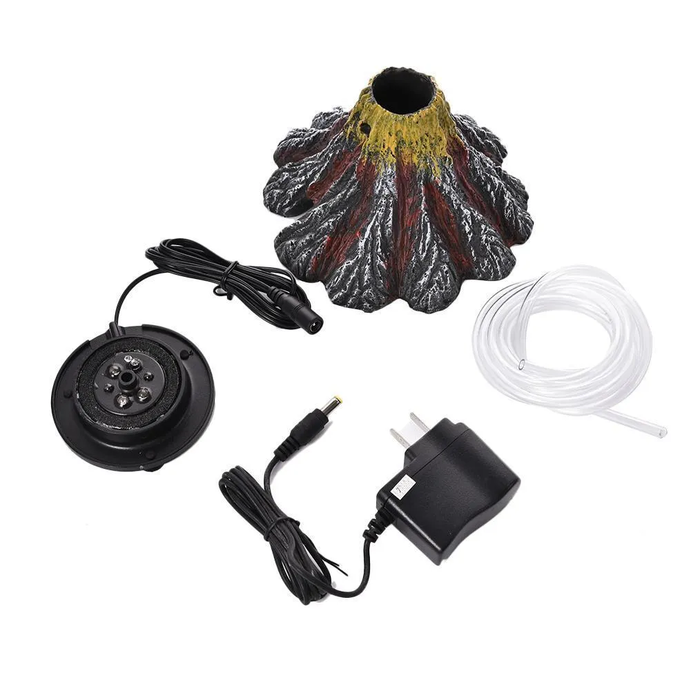 Impermeabile rium Volcano Ornament Kit con Air Stone Gorgogliatore Fish Tank Decorazioni Pompa di ossigeno Drive Toy Y200917