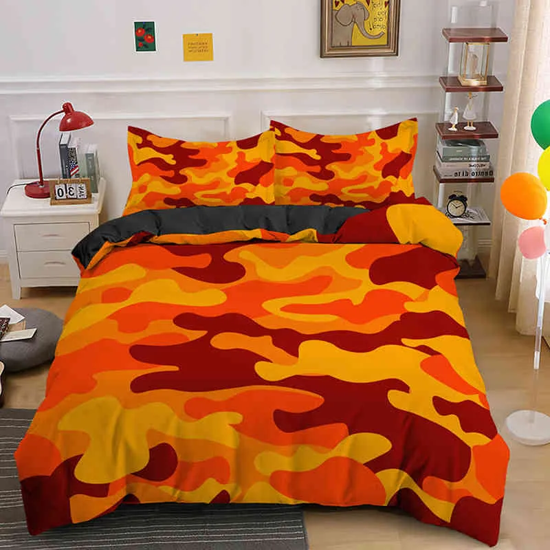Hemtextil Cool Boy Girl Kid vuxen Duver Cover Set Camouflage Bedding sets King Queen Twin Comporter Covers With Pudowcase 2201307B