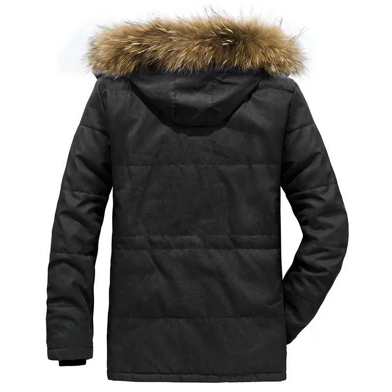 Marka sıcak kalın kış ceket parkas ceket erkekler yüksek kaliteli askeri kürk yaka rahat polar erkek ceket büyük boy l-6xl 201209