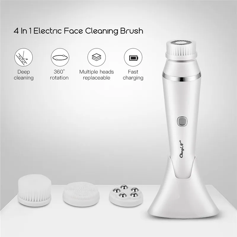 USB Rechargeable Electric Silicone Cleansing Brush Sonic Face roller Massager Blackhead Remover Pore Cleaner Washing 220222