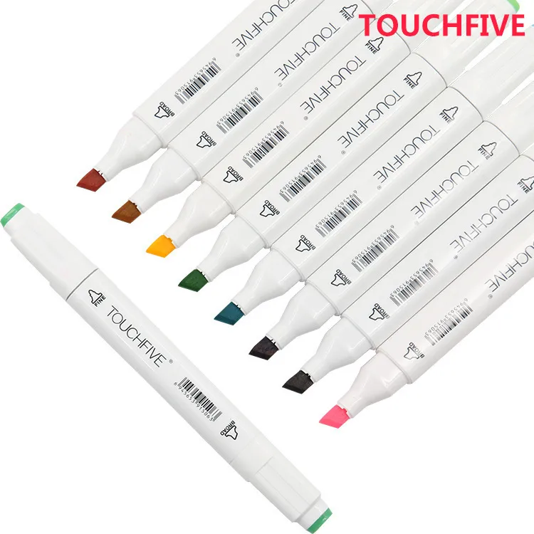 Couleurs de marqueurs TouchFive Choisissez Brush Pen Encre à base d'alcool huileux Art Marker pour Manga Dual Headed Sketch Markers 201128