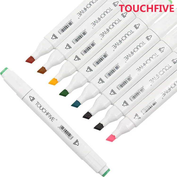 TouchFive Marker Colors Scegli Brush Pen Pennarello a base di inchiostro alcolico a base oleosa Manga Dual Headed Sketch Markers 201128