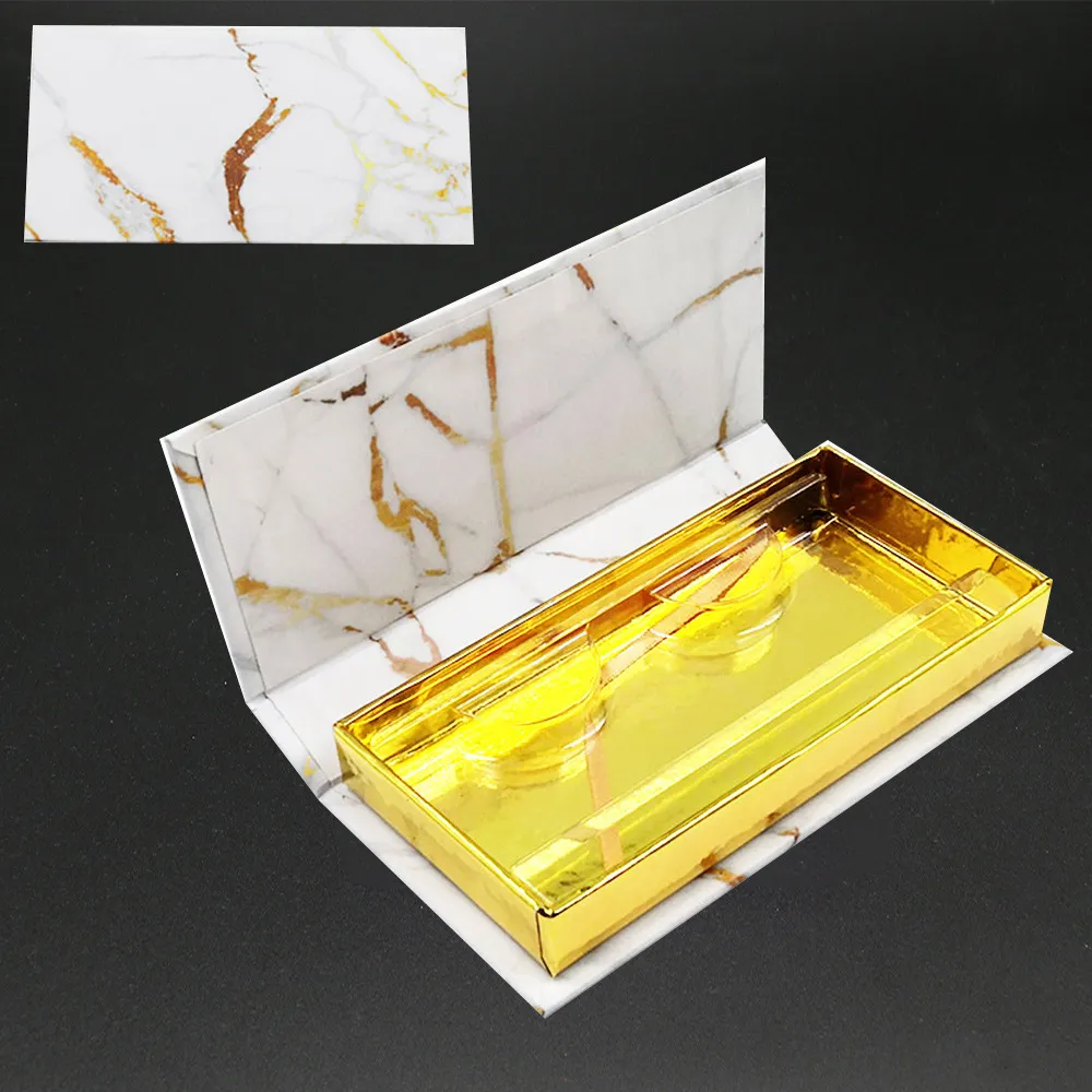 3D Nerz Wimpern Paket Boxen Falsche Wimpern Marmor Quadratische Verpackung Leere Wimpern Box Fall Wimpern Box Verpackung