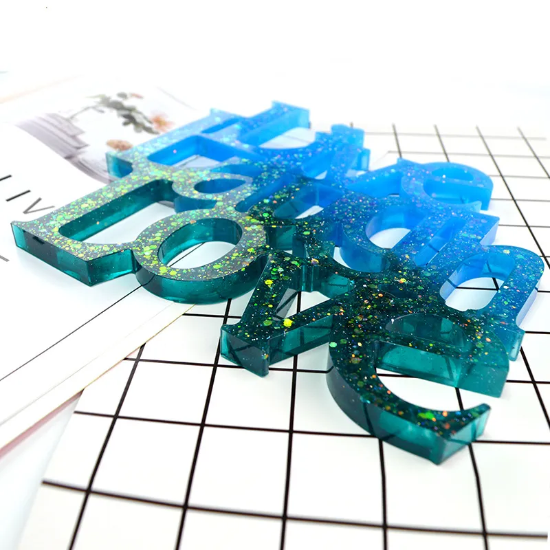 DIY Coaster Formy Silikonowe Żywicy Spadki Ozdoby Ozdoby Miłość Słowa Kombinacja Letters Letters English Craft Narzędzia 9037