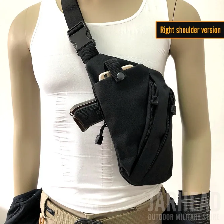 Multifuncional Escondido Armazenamento Tático Saco De Arma Holster Masculino Esquerda Bolsa De Nylon Nylon Bag Anti-Theft Bag Caçando