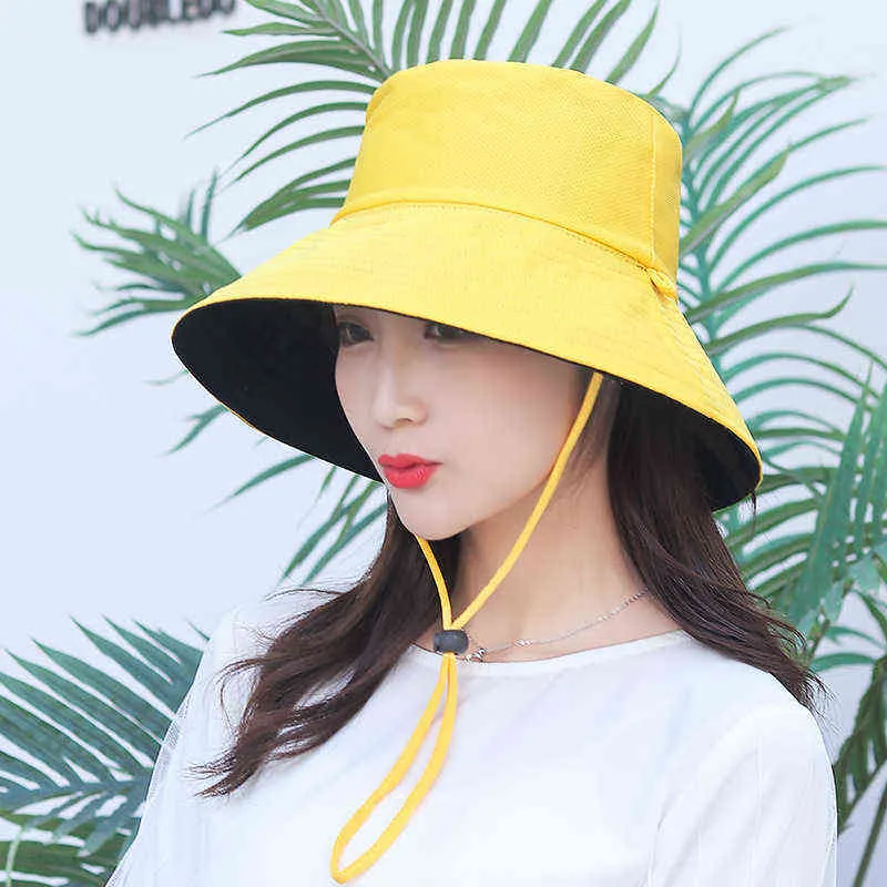 Sun Hat Summer Foldable Bucket Hat for Women Outdoor Sunscreen Cotton Fishing Hunting Cap Anti-UV Wide Brim Bucket Sun Hat G220311298B