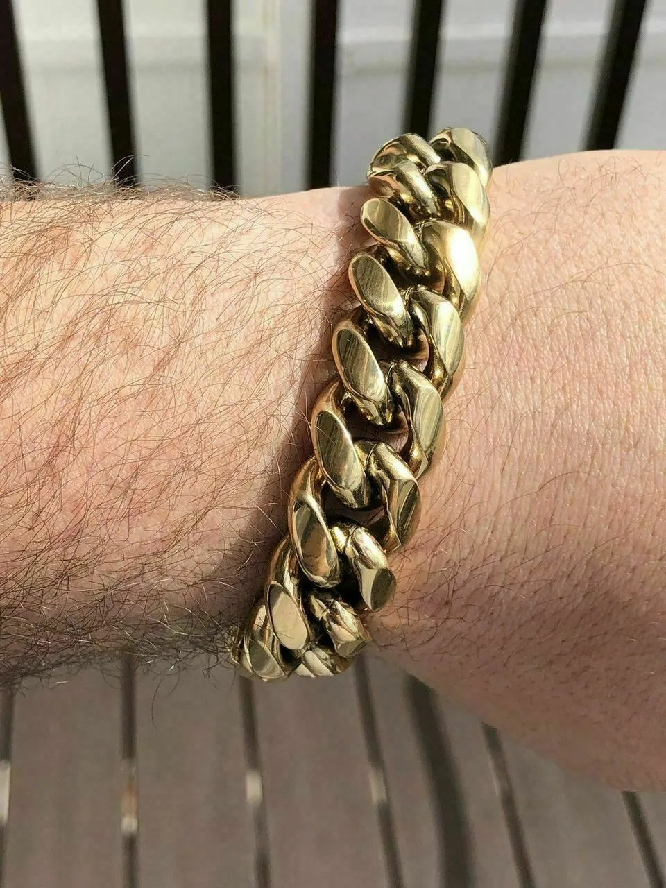 Bracelet cubain à maillons Miami pour hommes, 18mm, ensemble de chaînes en kilo, or 14 carats sur acier inoxydable 304o