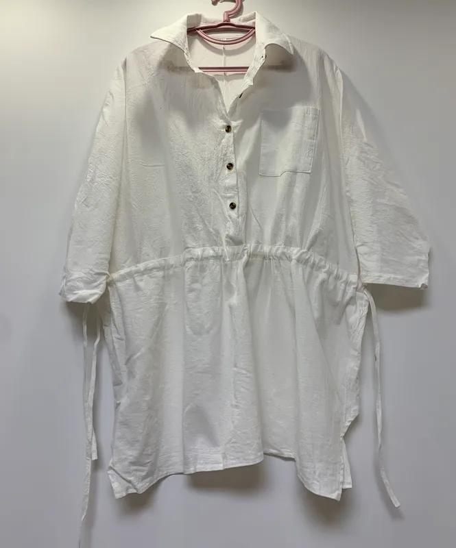 Plus Size Cotton Linen Women's Dress White Long Sleeve Shirt Casual Female Dresses Autumn Beach Fashion Lady Clothing 220215