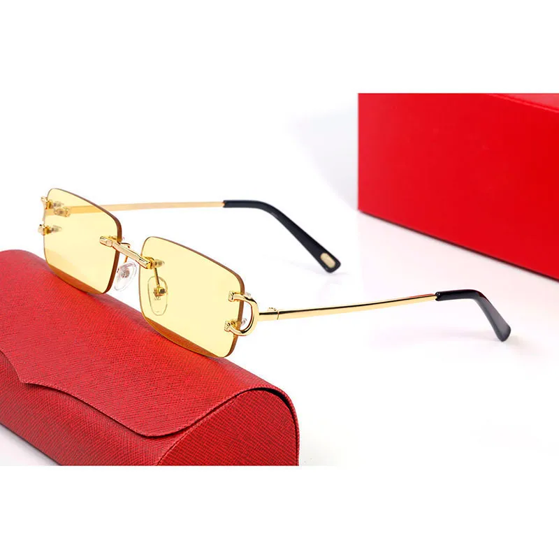 2022 Clear Frame Solglasögon Vintage Gold Solglasögon Kvinnor Män varumärke Design Summer Shades Colored Lenses Alloy Glasses Ny ankomst 340Z