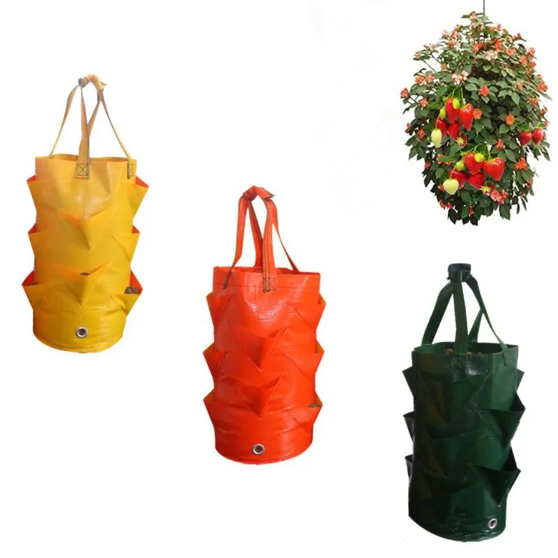 Bolsa de cultivo para plantación de fresas, bolsa contenedor de boca múltiple de 3 galones, bolsa para maceta de cultivo, maceta para bonsái de raíz, suministros de jardín W2215Z