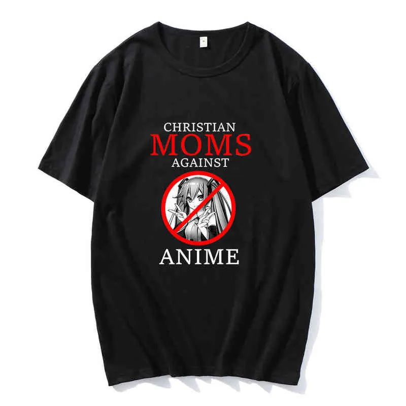 2021 hetaste försäljning kristna mammor mot anime Comforted Par Tees Hip Hop t-tröjor Streetwears unsiex kläder Nya kläder Y220214