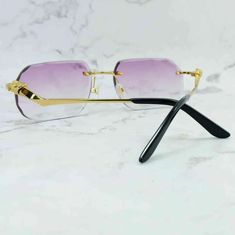 نظارات شمسية بتصميم Panther Diamond Cut French Driving Shades نظارات فاخرة بدون شفة إكسسوارات رجالي موضة زجاج الشمس