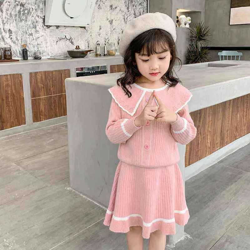 GOOPORSON Осенняя детская одежда вязание свитера Topskirt мода корейский маленький девочек одежда набор одежды милые школьные дети наряды G220310