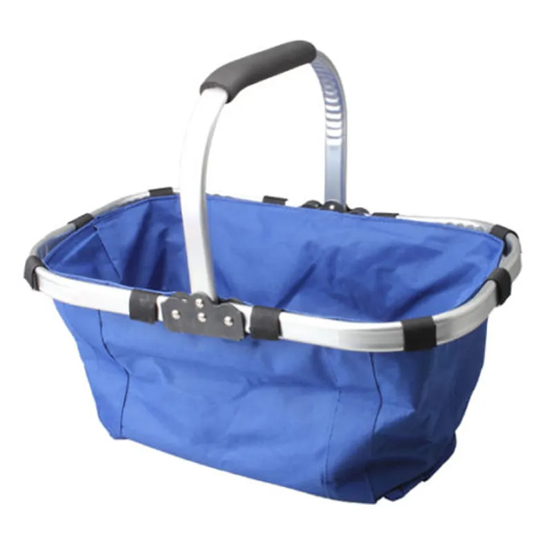 Mayitr Foldable Eco Shopping Basket Carry Bag Folding Aluminium Frame Reusable Collapsible Home Storage Baskets
